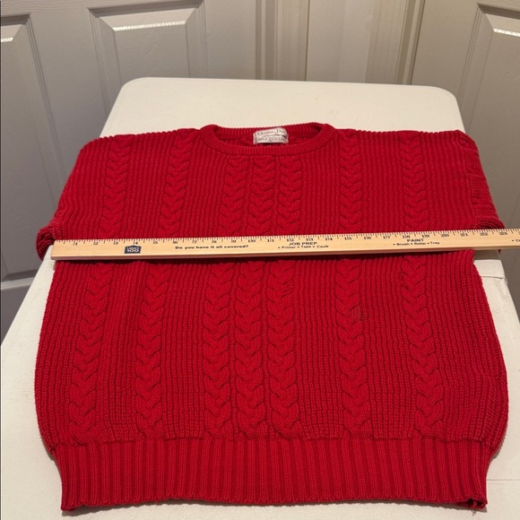 Christian Dior Men's 1980s Vibrant Red CableKnit Crew Neck Refined Sweater Large - Picture 7 of 15